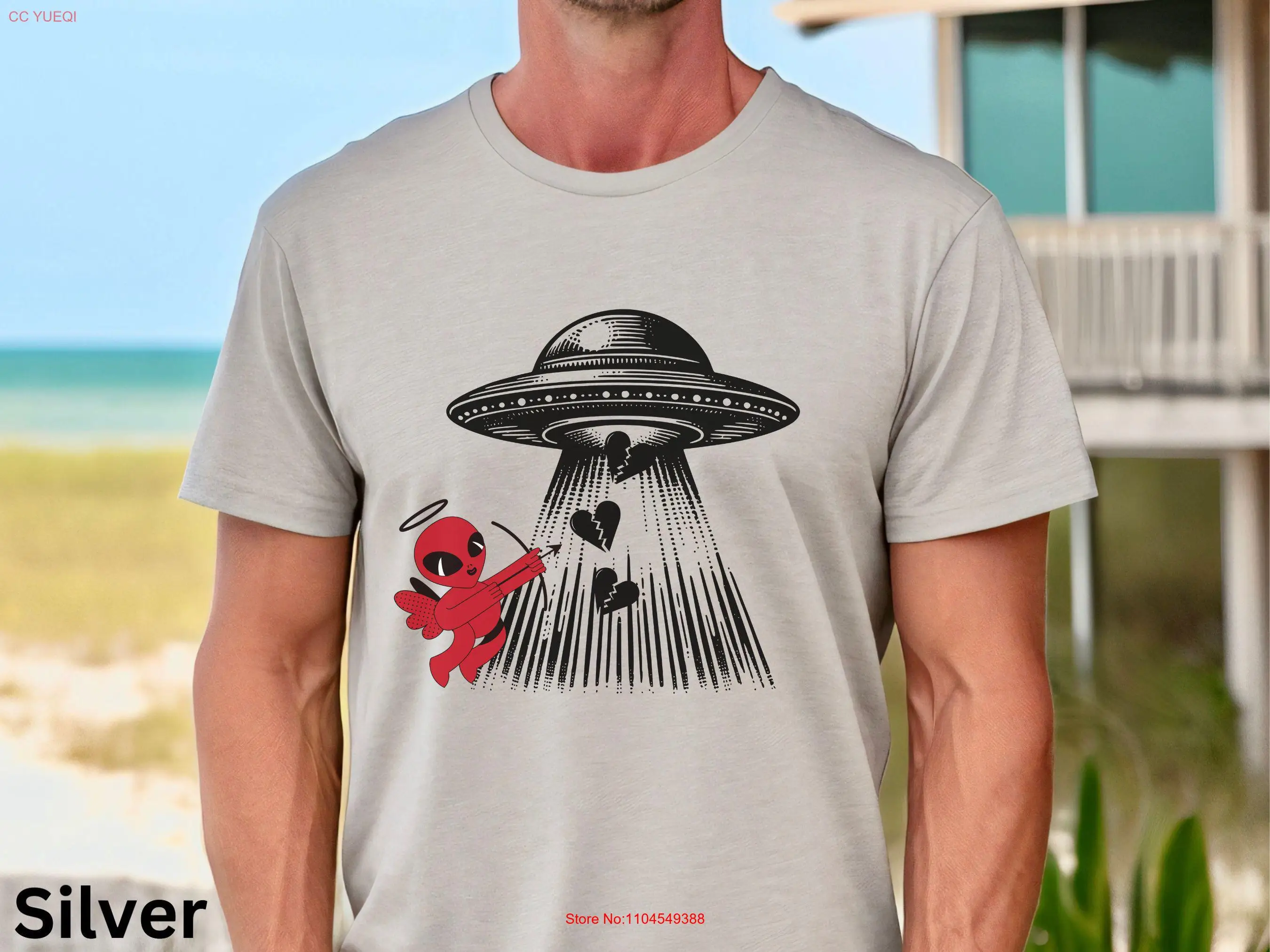 

Забавная футболка с изображением пришельца, рубашки Weirdcore Valentine Love For Him, мужские рубашки с длинными или короткими рукавами