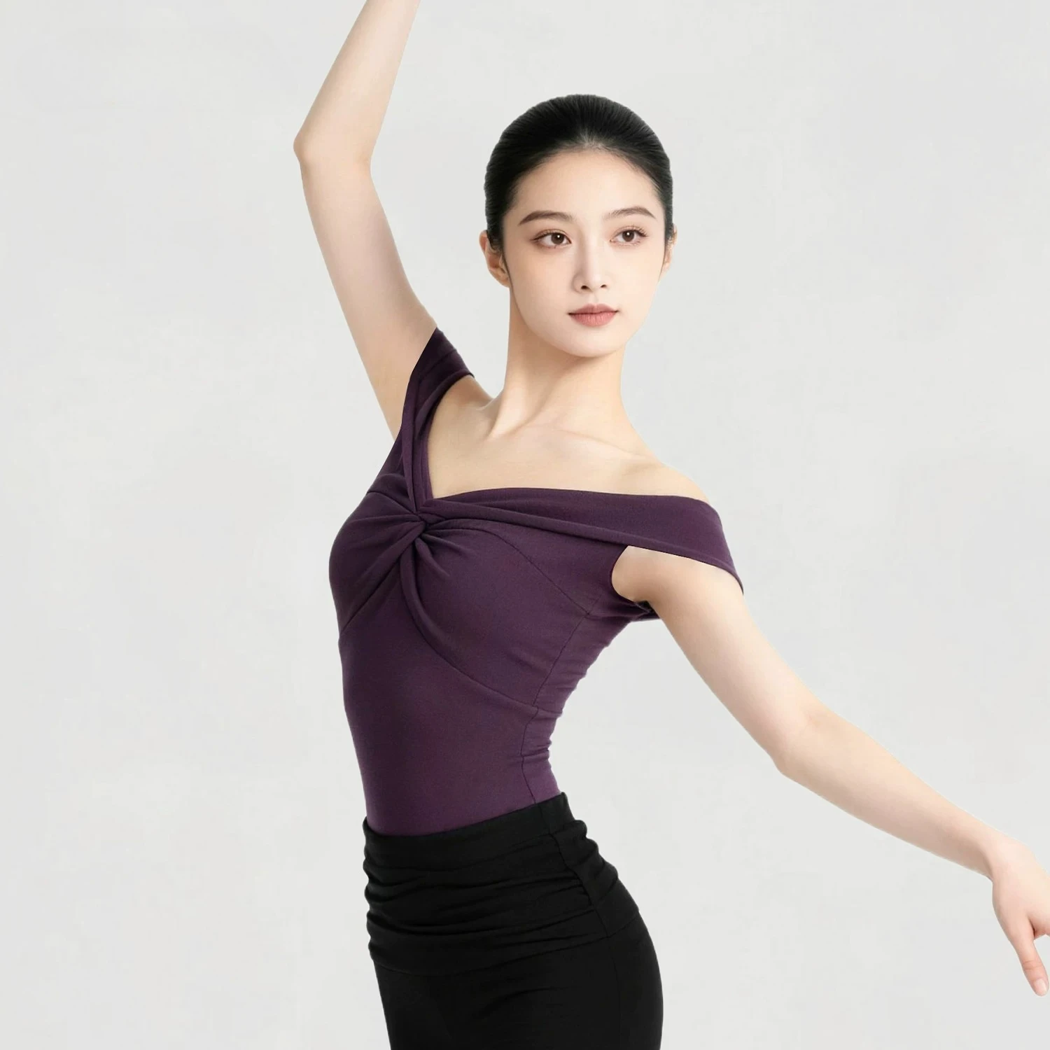 New Summer Products Women One Off shoulder Neckline Collar Fungus Edge Dance Top for Ballet Samba Line Dance Outfits