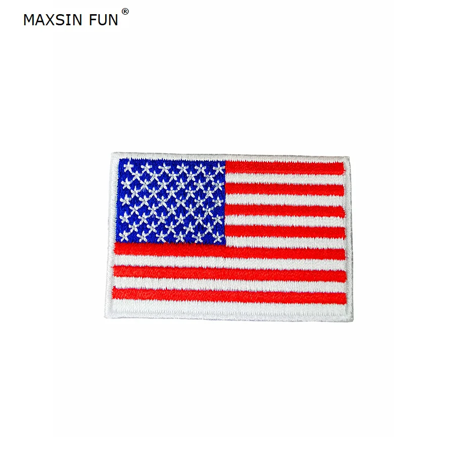 High Quality 1PC Small Size USA Flag Patch Patriotic Military Sticker with Glue for Backpack Coat DIY Iron On Parch Badge Stripe