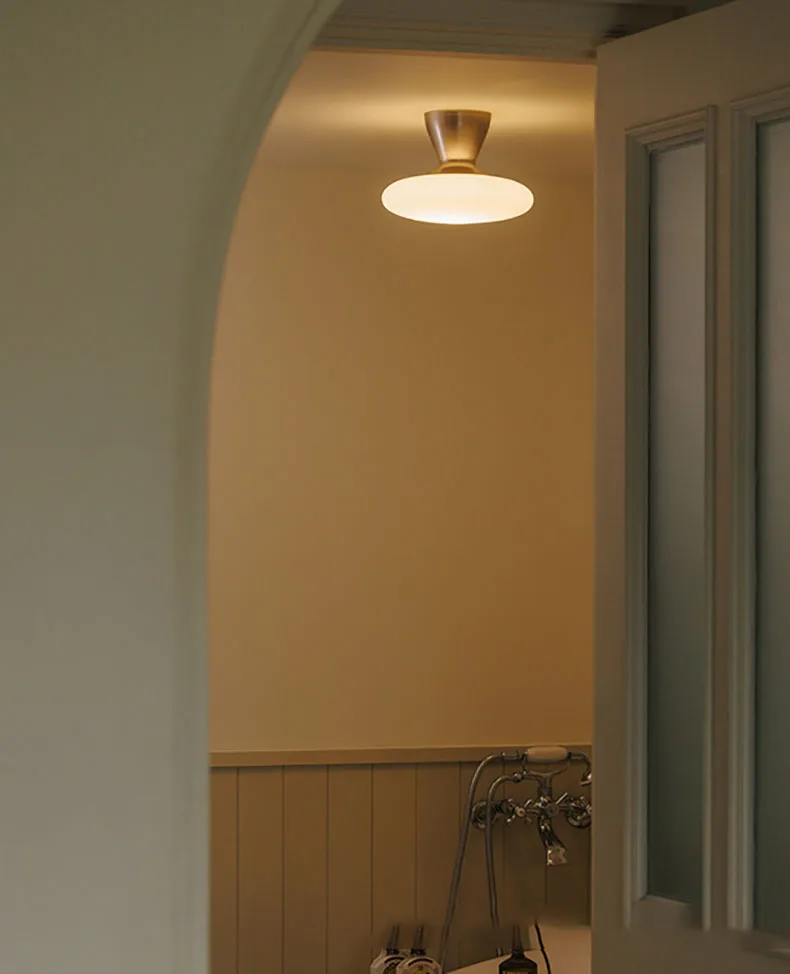 Silver Metal White Glass Ceiling Light G4 Bulb