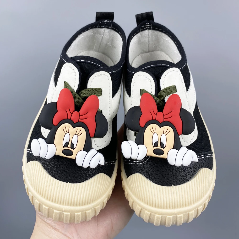 Disney Children \'s Canvas Shoes Soft Bottom Non-slip Child Casual Shoes Kids Sneakers Cute Mickey Minnie Boys and Girls Shoes