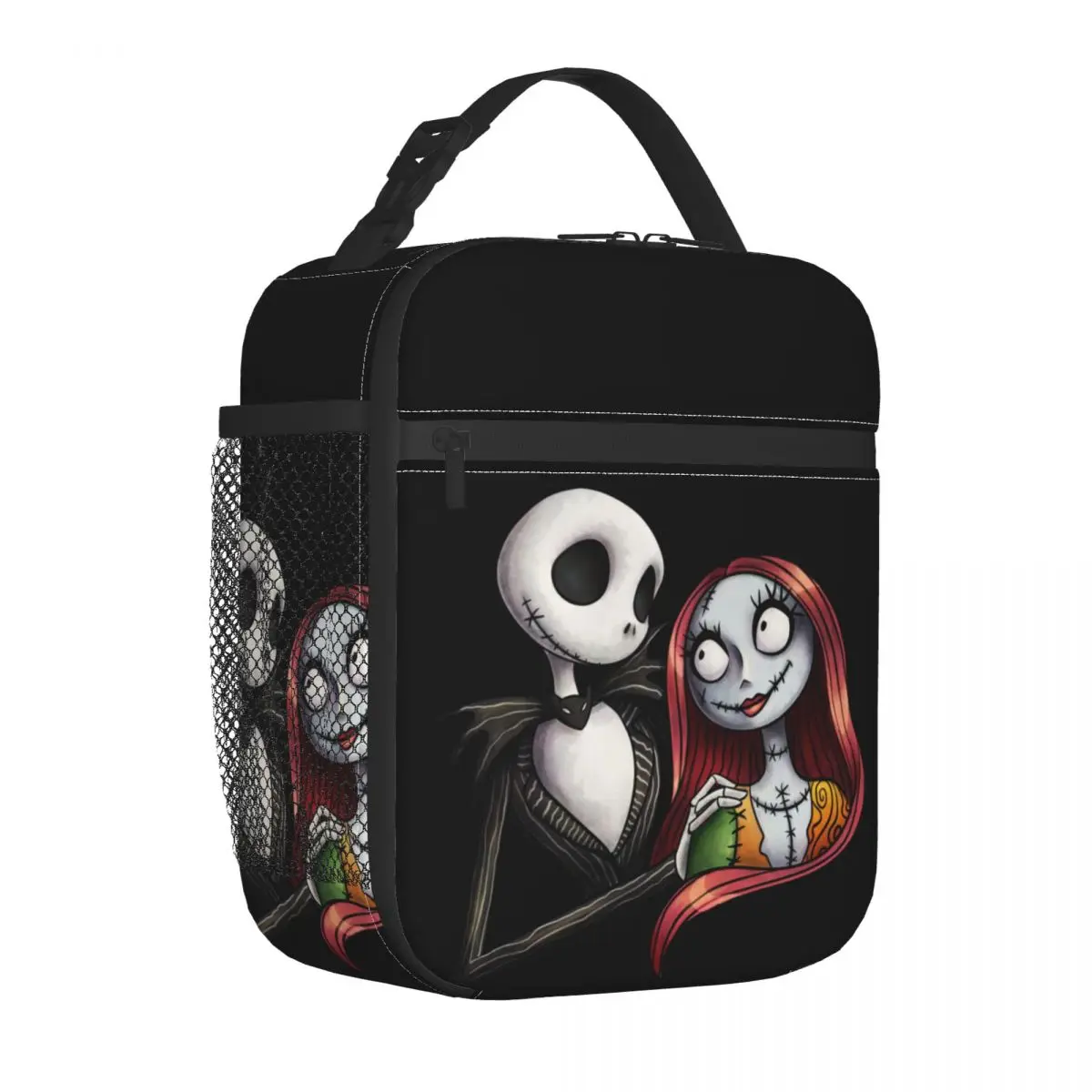 Custom Jack And Sally Insulated Lunch Bag Outdoor Picnic Food The Nightmare Before Christmas Portable Cooler Thermal Bento Box