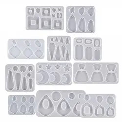 Handmade Multiple Shape Earring Pendants Epoxy Resin Mold DIY Geometry Shape Silicone Mold For Jewelry Making Keychain Pendants