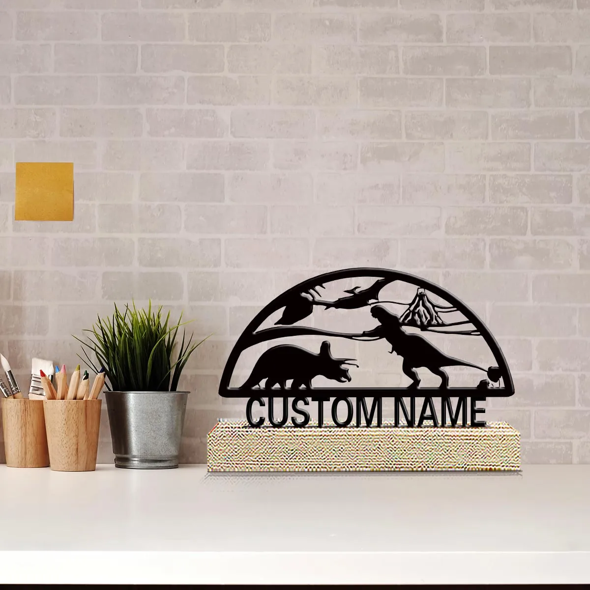 1pc Interesting Desktop Metal Statues Custom Name With Wooden Base Unique Desktop Decoration Custom Gifts