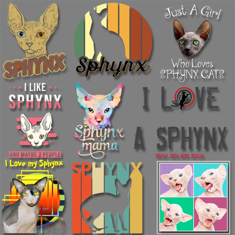 

I love Sphynx Patches for Clothes Pets Cats Stickers on Clothes thermal Transfer stickers for hoodies