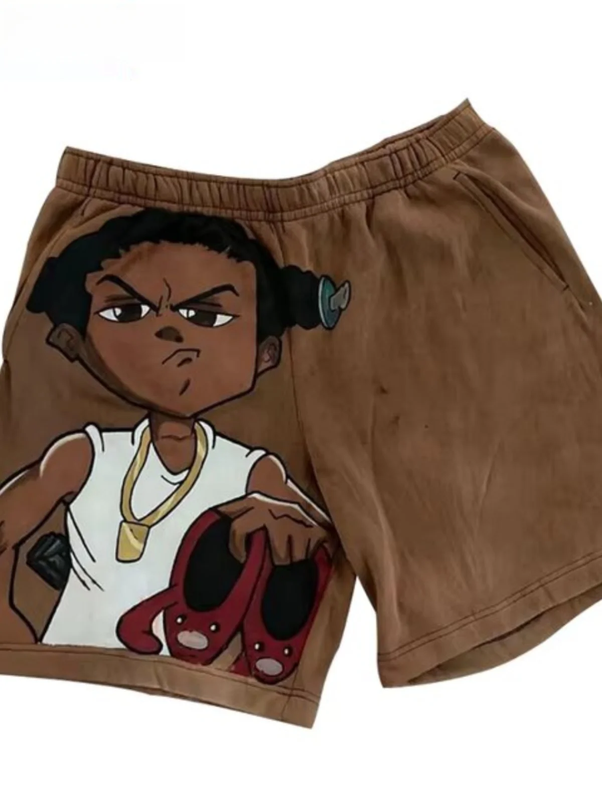 

Casual Cartoon Print Cotton orts New Sle Youthful Leisure Pants mid Waist ket Design Straight Leg All Seasons Wear