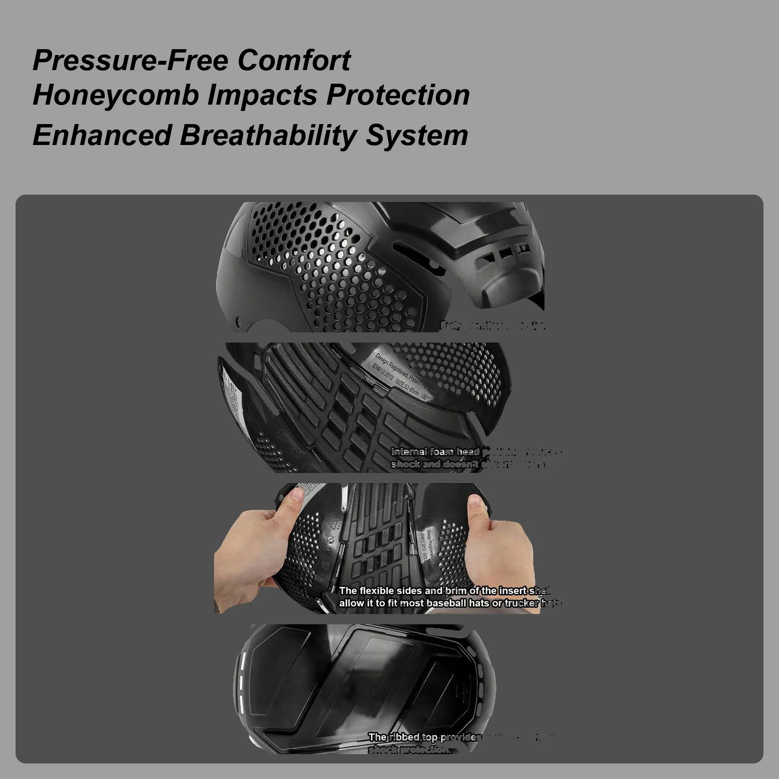 Breathable Safety Bump Caps Helmet Insert, Lightweight Head Protection for Baseball training Warehouse Caps Supplies