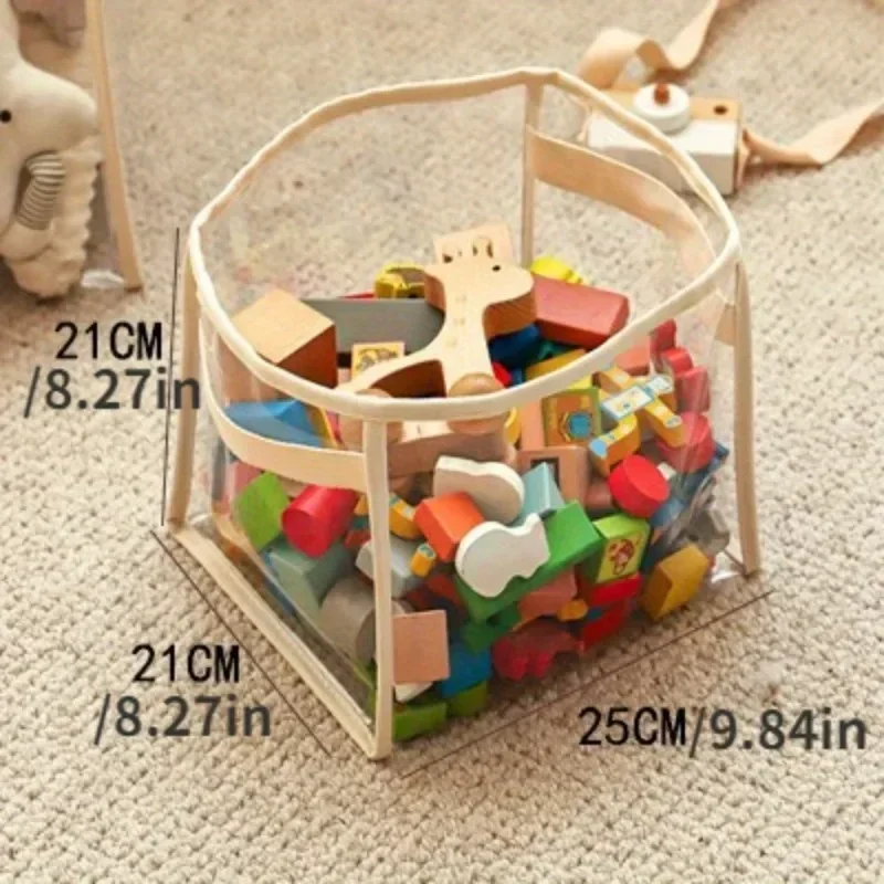 Transparent Storage Box Children\'s Toys Storage Basket Plush Toys Large-capacity Household Portable Folding Book Storage