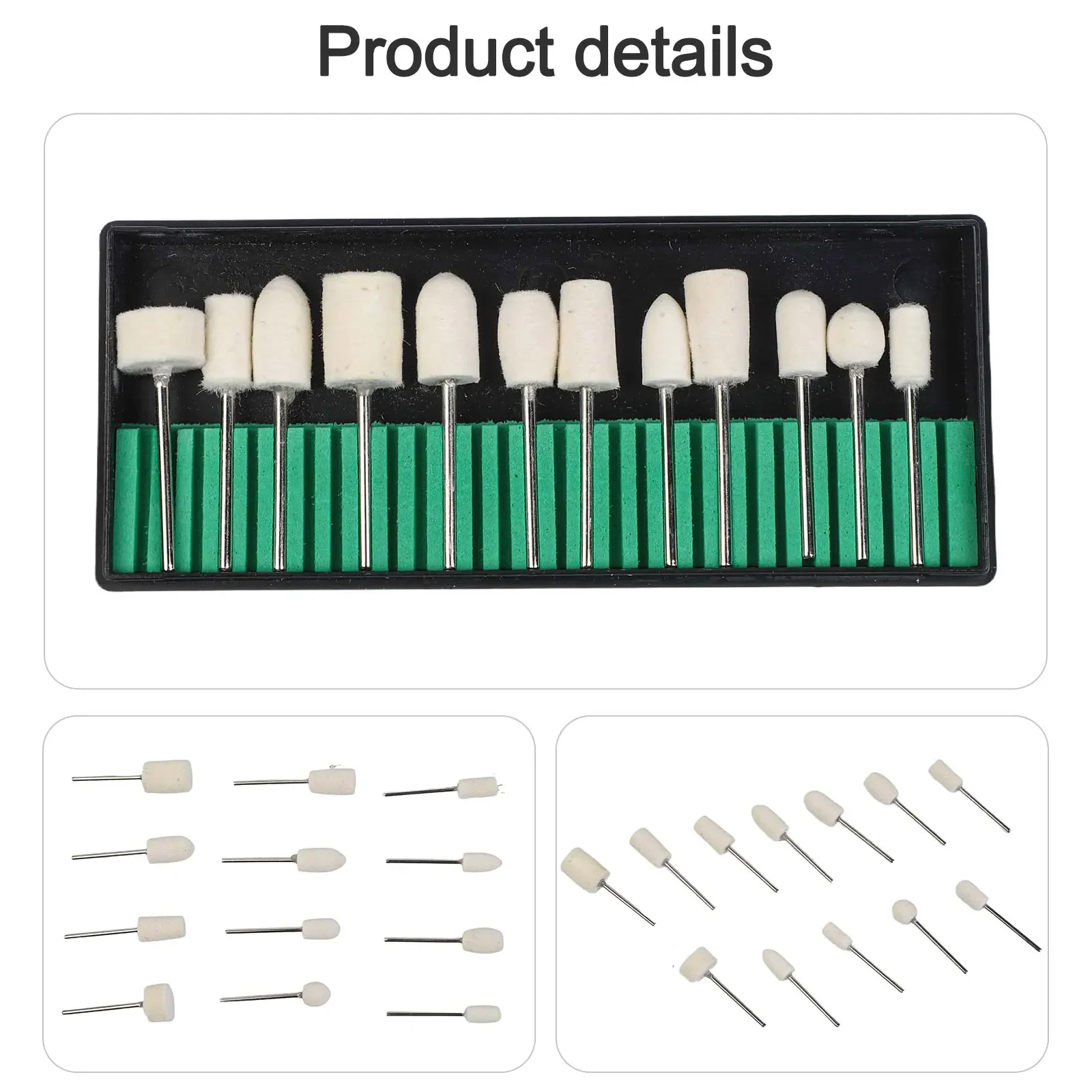 Wool Felt Grinding Head Grinding Head High Quality Wool Grinding Head 12pcs Rotary Tool Accessories 235mm Shank Size