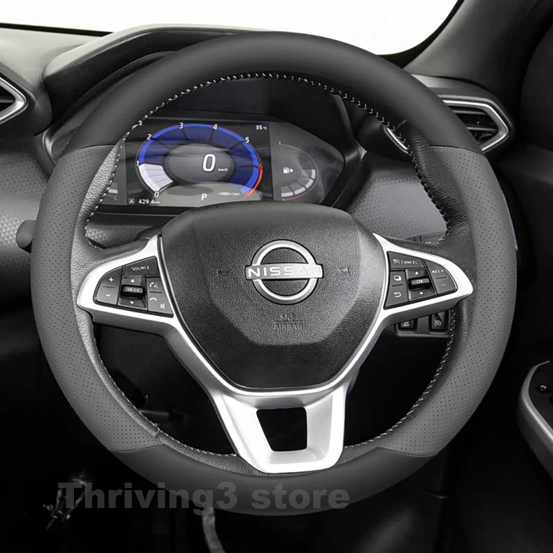 

Leather Car Steering Wheel Cover For Nissan Magnite Concept 2020 2021 Covers For Covers Auto interior Nissan Magnite Accessories