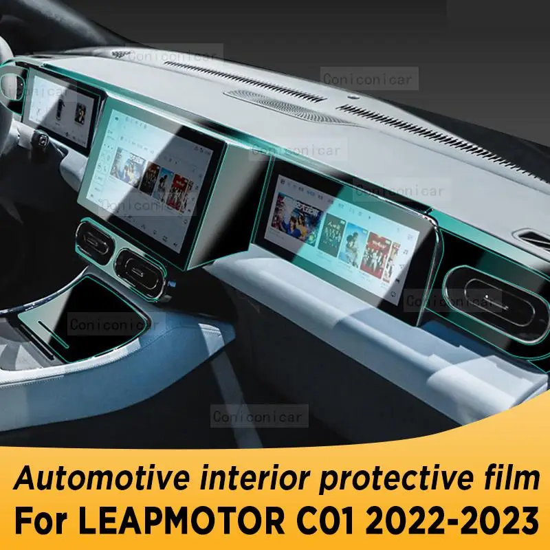 

For LEAPMOTOR C01 2022 2023 Gearbox Panel Navigation Screen Automotive Interior TPU Protective Film Anti-Scratch Accessories