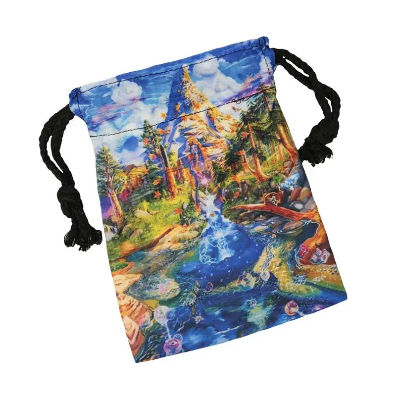 Tarot Storage Bag Drawstring Tarot Dice Bag Tarot Cards Fabric Bag Jewelry Pouch 13X18cm Multifunction Digital Printing Tarot