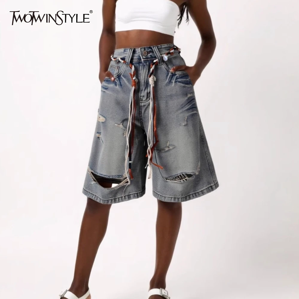 

TWOTWINSTYLE Дизайнерские свободные брюки на шнуровке для женщин с высокой талией, темпераментные минималистичные брюки, женский модный стиль