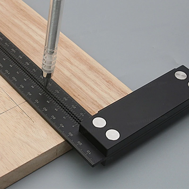 Woodworking 90 Degree Right Angle Scribing Ruler Measurement Calibration Auxiliary Aluminum Hard Oxygen Metric System