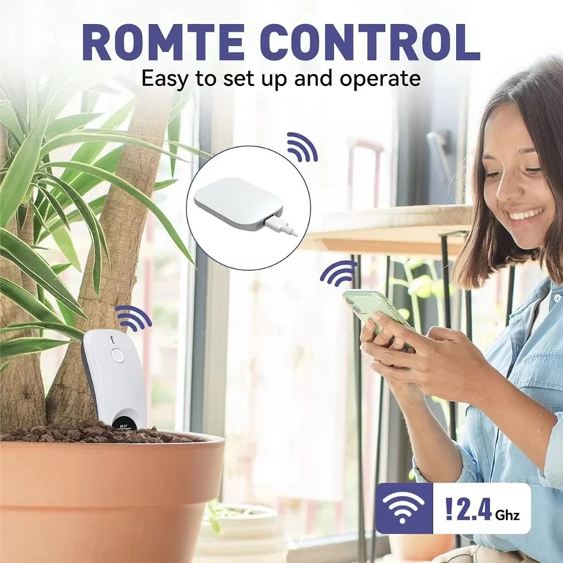 Medidor inteligente de umidade do solo ABFY-Wifi, testador de umidade/temperatura/luz do solo 3 em 1, sensor de umidade do solo sem fio para jardim