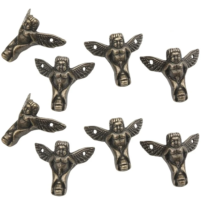 8-Piece Bronze Angel Wing Corner Protectors for Wooden Boxes And Gift Boxes Elegant Furniture Decorations