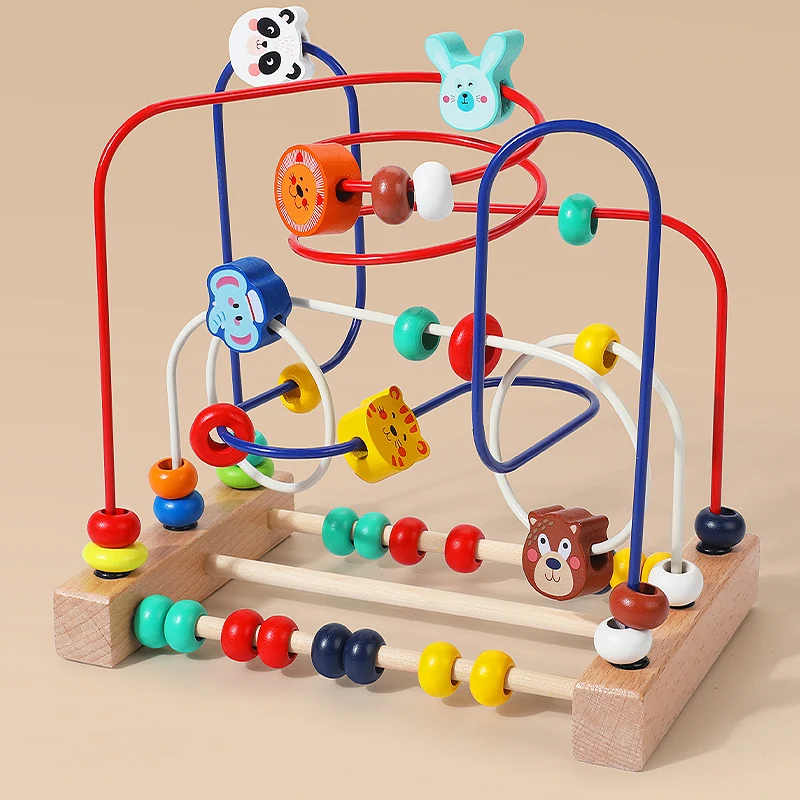 Dziecko Montessori Early Learning edukacyjne zabawki matematyczne drewniane koła koralik drut Maze Abacus Puzzle zabawki dla dzieci chłopiec dziewczyna prezent