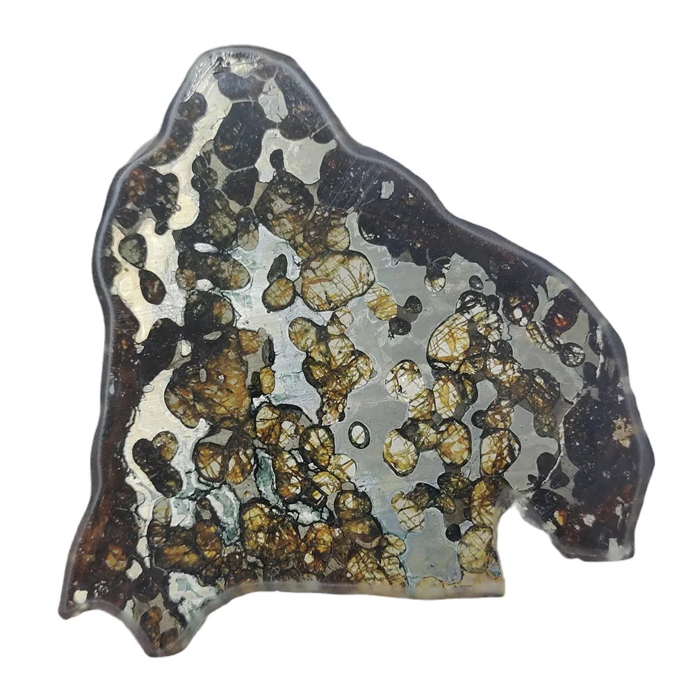 

High Quality Brenham Olivine Meteorite Specimen Olive Meteorite Section Natural Meteorite Material Specimen