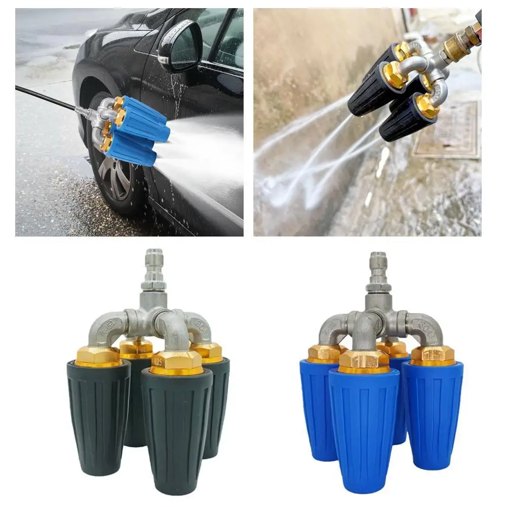 360° Rotating High-Pressure Nozzle - 304 Stainless Steel, 4 Nozzles, 1/4