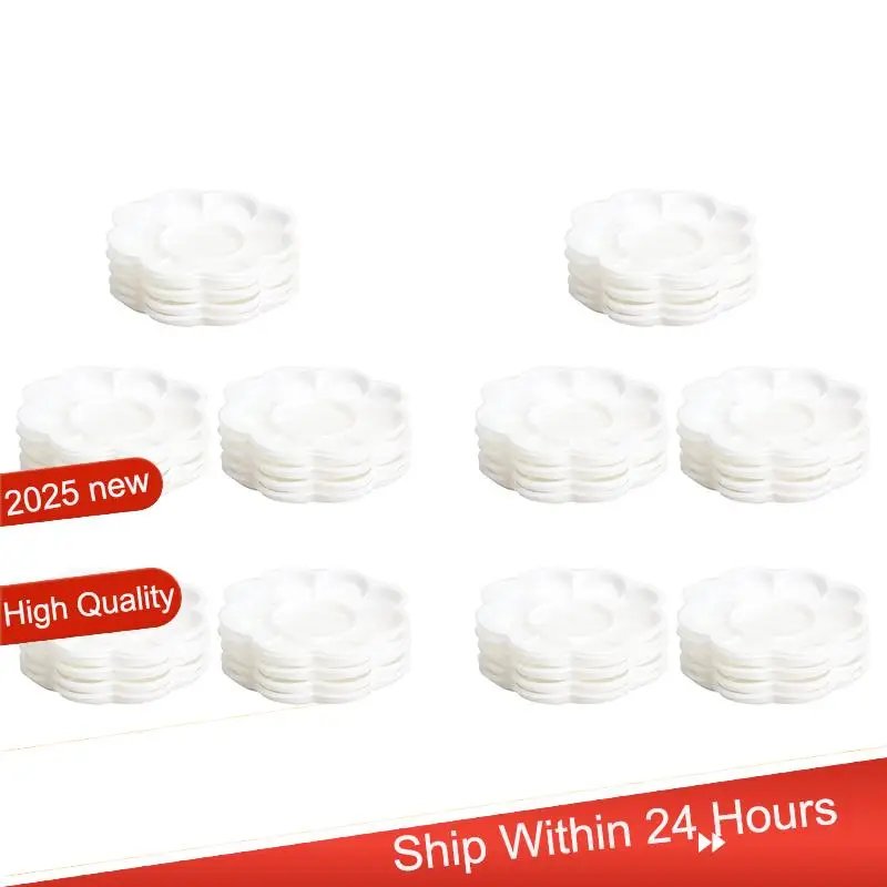 

50 шт., пластиковая краска для дизайна ногтей, палитра для смешивания цветов, диск, необходимый инструмент ~ желтая.