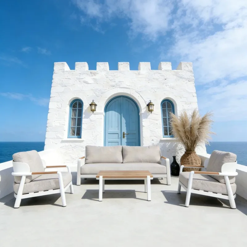 

！@Dwoo Luxury Modern Aluminum Outdoor Sofa Set Waterproof Patio Furniture Durable Waterproof All Weather Resistant Garden Sofa S