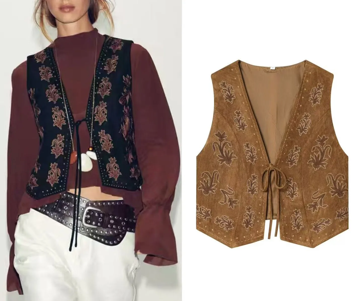 

Vests Waistcoats Thin Womens Army Spring Suede Foldable Drawstring Waistcoat Artistic Delicate Cleanfit Minimalist Lined Vintage