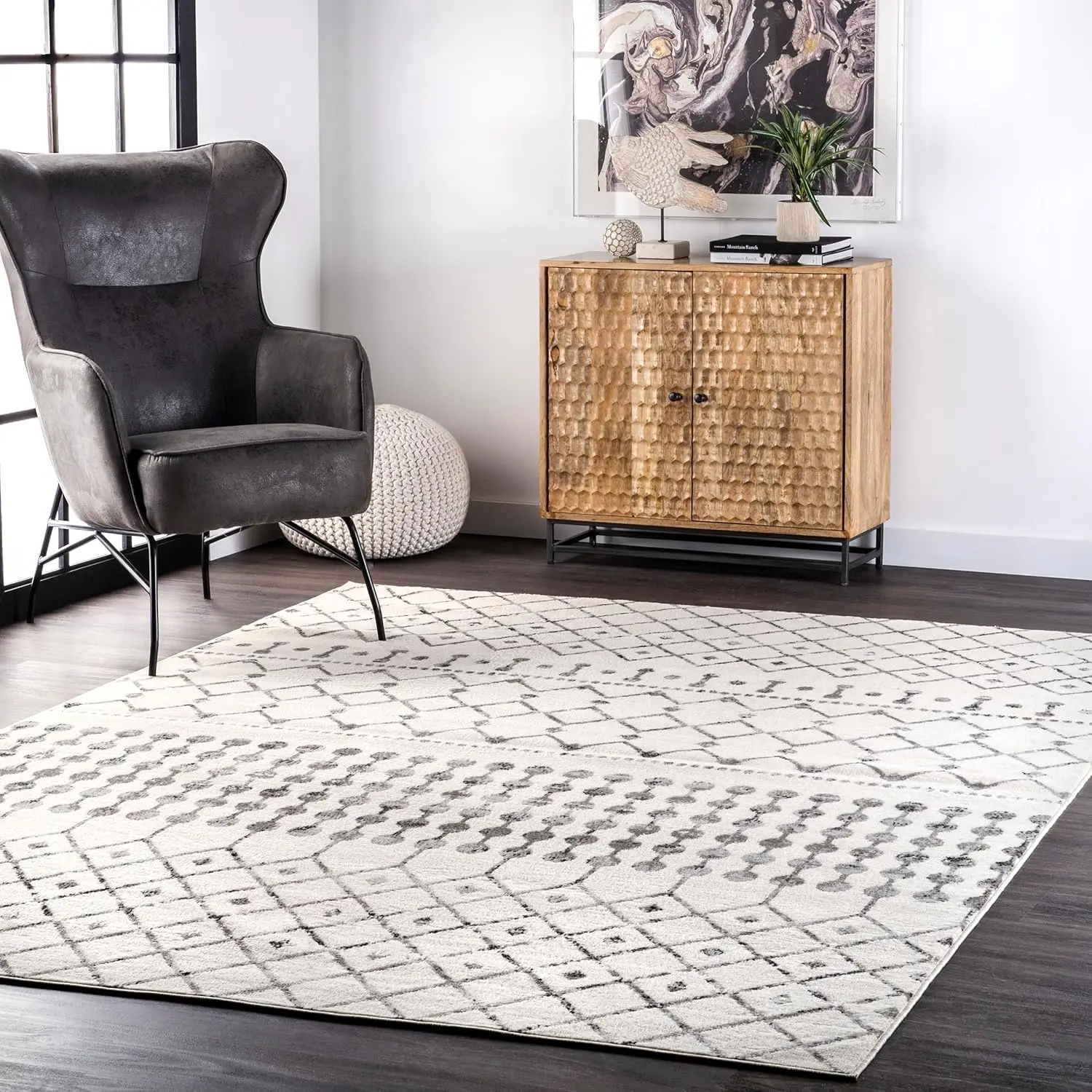 

9' x 12' Indoor Performance Area Rug, Stain-Resistnat, Pet and Kid Friendly, Durable, High-Traffic, Zola ivory/grey