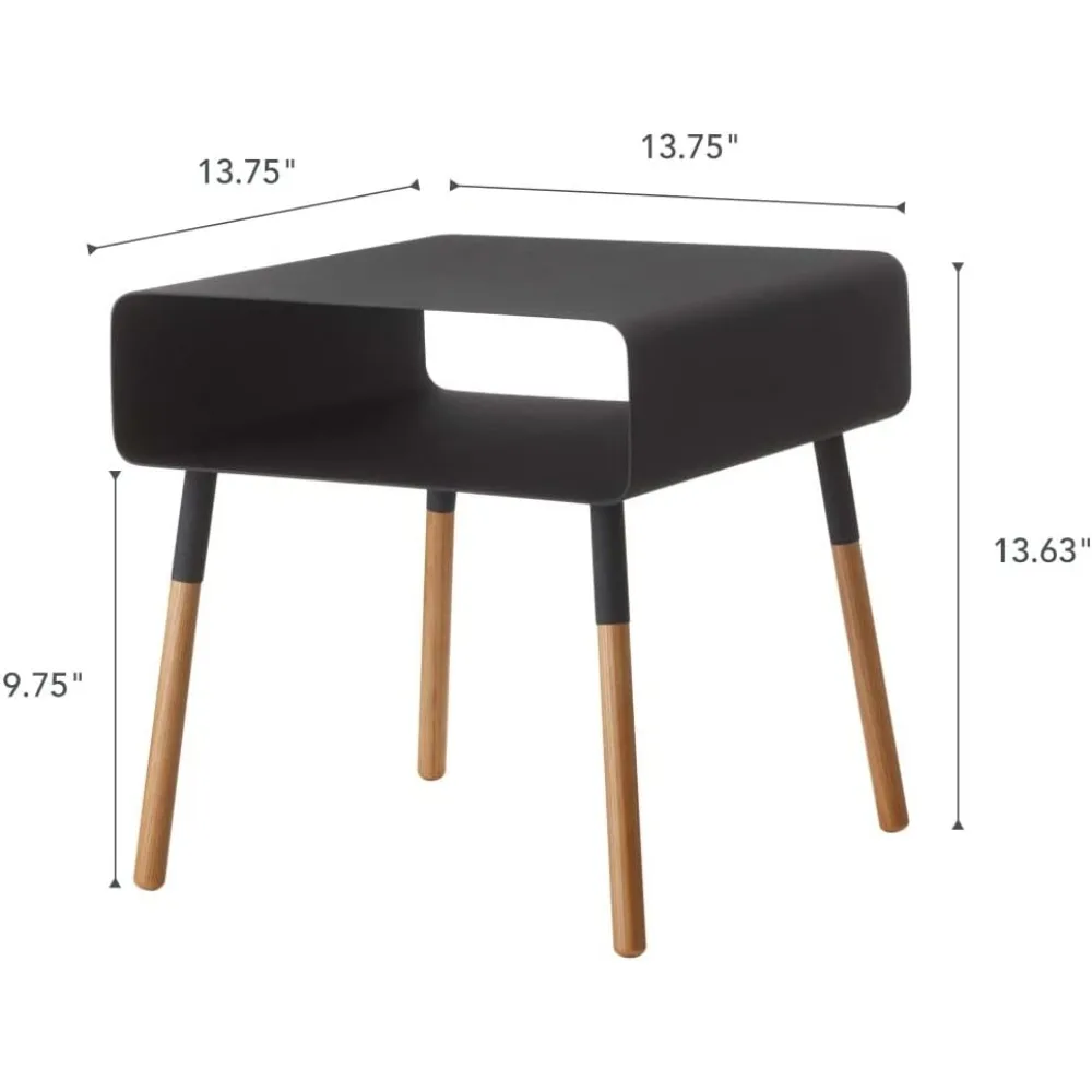 Home Plain Side Table With Open Storage Shelf, Rectangular Accent Space Saving Living Room Bedroom Couch End Table