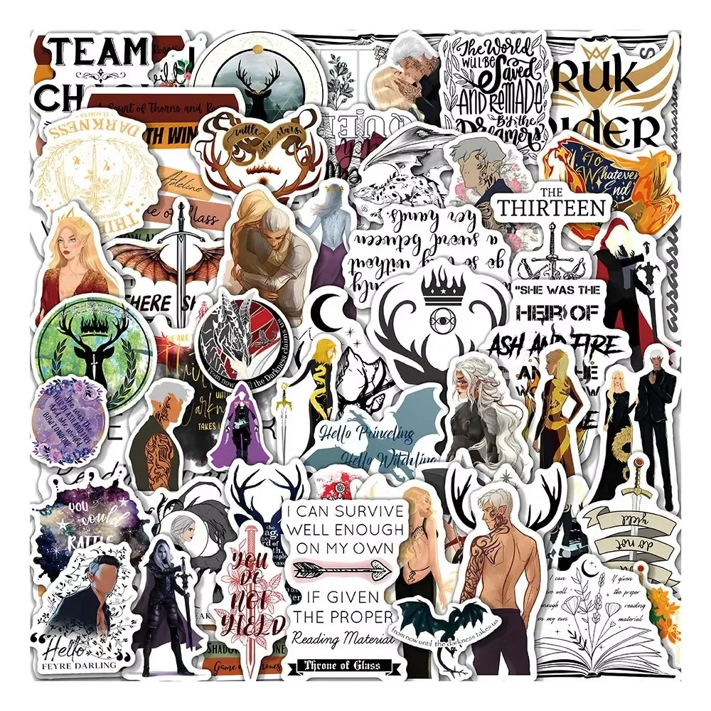 50 قطعة روايات الخيال عرش الزجاج ملصقات لطيف ملصق الأبواب الزجاجية النوافذ زجاجة ماء الجداول الكتابة على الجدران الكرتون DIY بها بنفسك لعبة أطفال