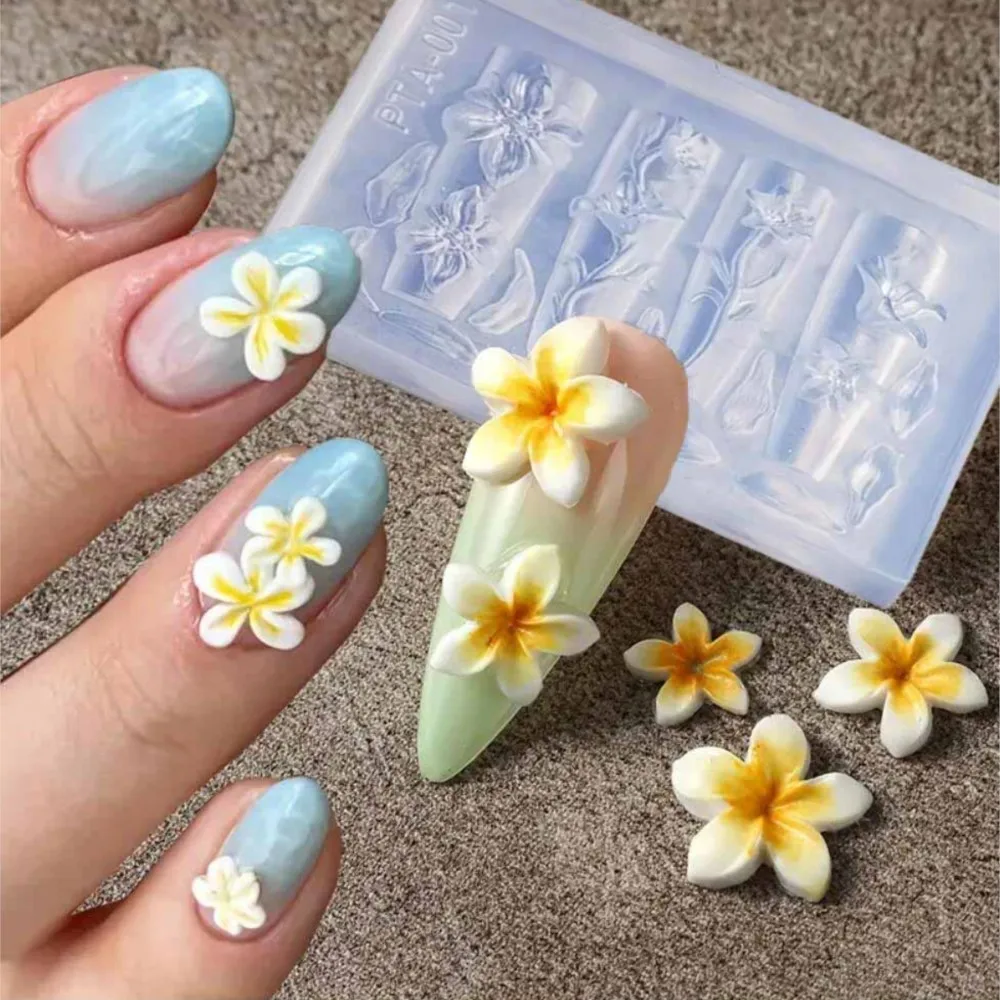2 unids/set 3D tallado curvado flor de lirio molde de uñas plantilla de silicona transparente arte de uñas plantilla Floral con pluma tallada herramientas de manicura