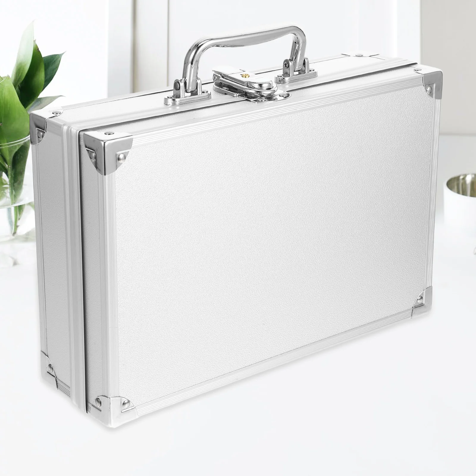 Aluminum Alloy Tool Storage Lockable Silver Carrying Case for Laptop Mic Tools Instruments Portable Safety Box Mini Briefcase