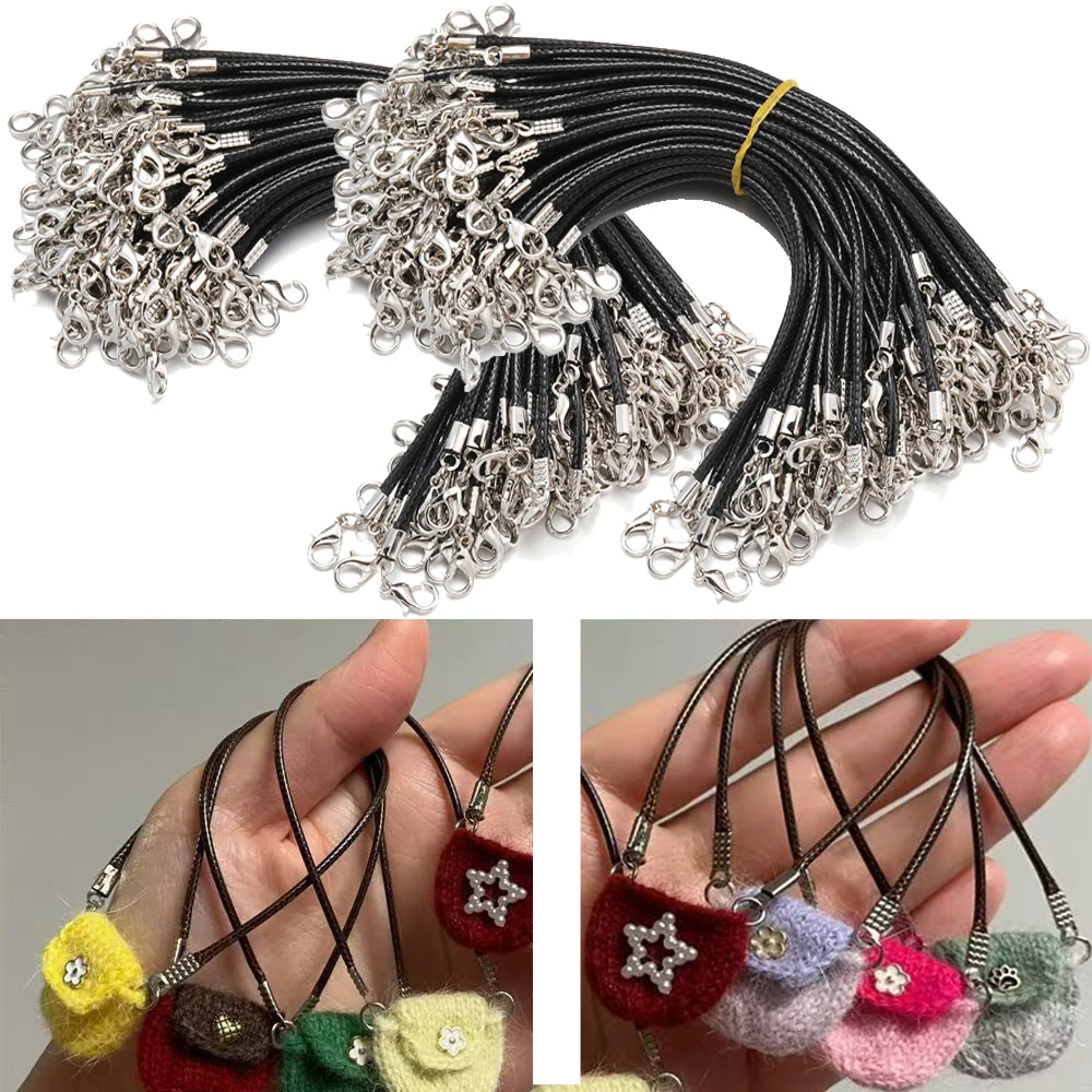 10pcs 16cm Waxed Bracelet Cord Rope Thread String with with Double Lobster Claw Clasp For Diy Keychain Pendant Jewelry Findings