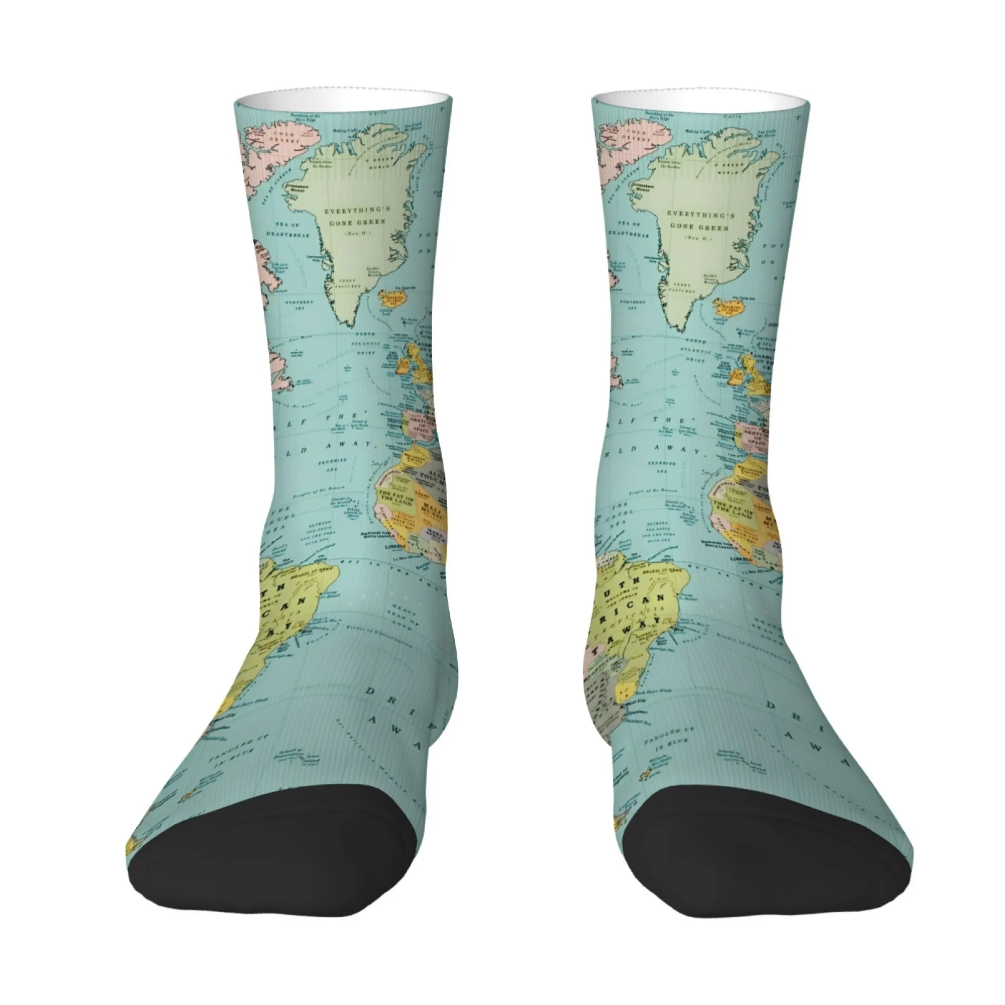 Travel-Inspired Men 's Fun & Quirky Socks Vintage World Map Design  Hip Hop Style Novelty Casual Crew Socks Festival Gift