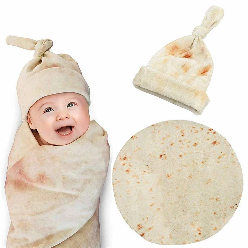 Burrito Babydecke, Wickelmehl, Tortilla, Wickeldecke, zum Schlafen, Wickeltuch mit Hut