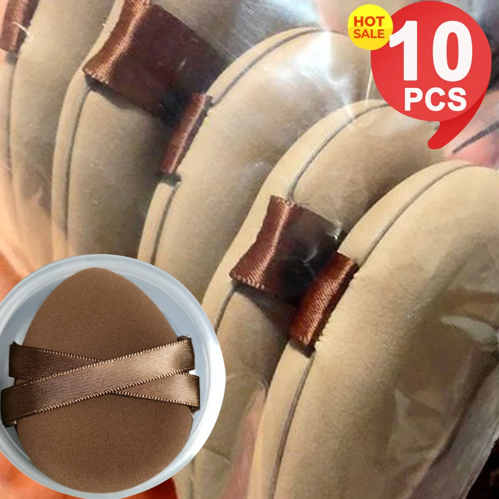 Puffs cosméticos de fita dupla espessada, úmido e seco, pó de dupla utilização para contorno facial e ocular, ferramentas de maquiagem macia, lágrima, 10 peças