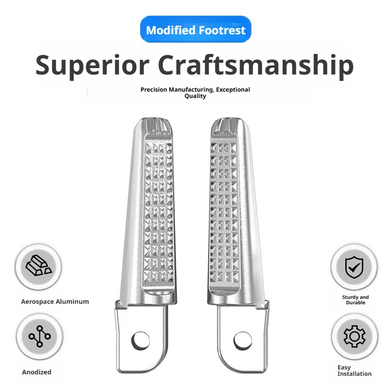 SEAMETAL 1 Pair Universal Motorcycle Foot Pegs Aluminum Alloy Deep Anti-Slip Texture Vibrant Electroplated Colors Moto Footrests