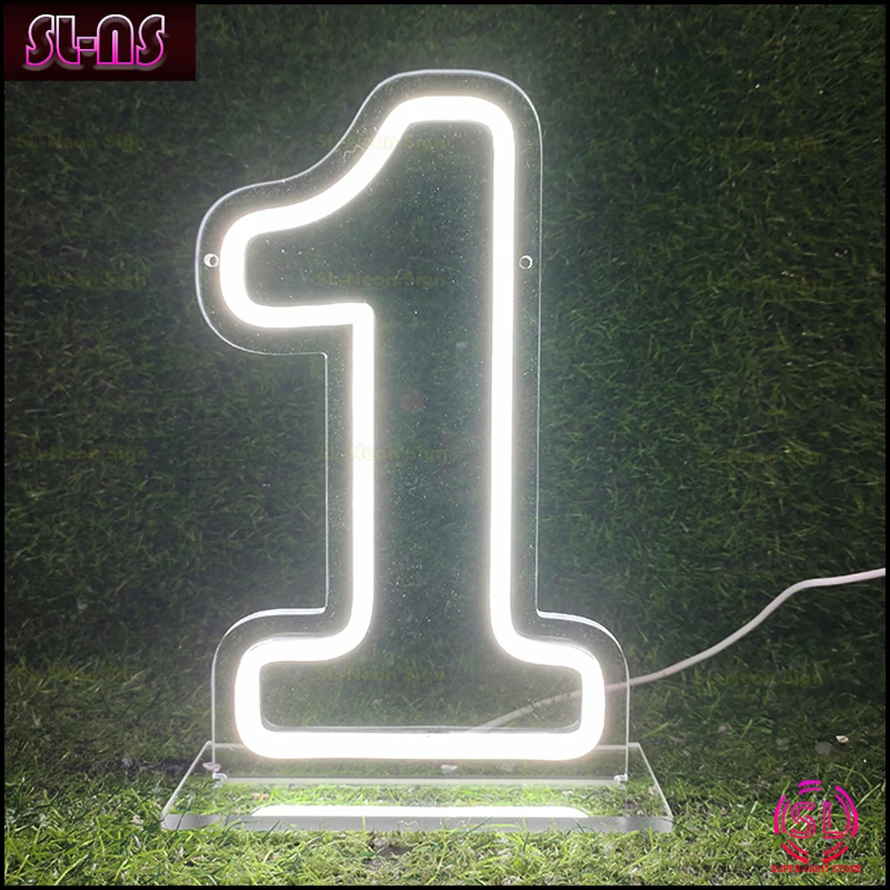 Imagem -02 - Led Neon Sign Light para Party Decor Luz Personalizada Usb com Base 5v Presentes de Aniversário do Bebê Primeiro Aniversário Número 1