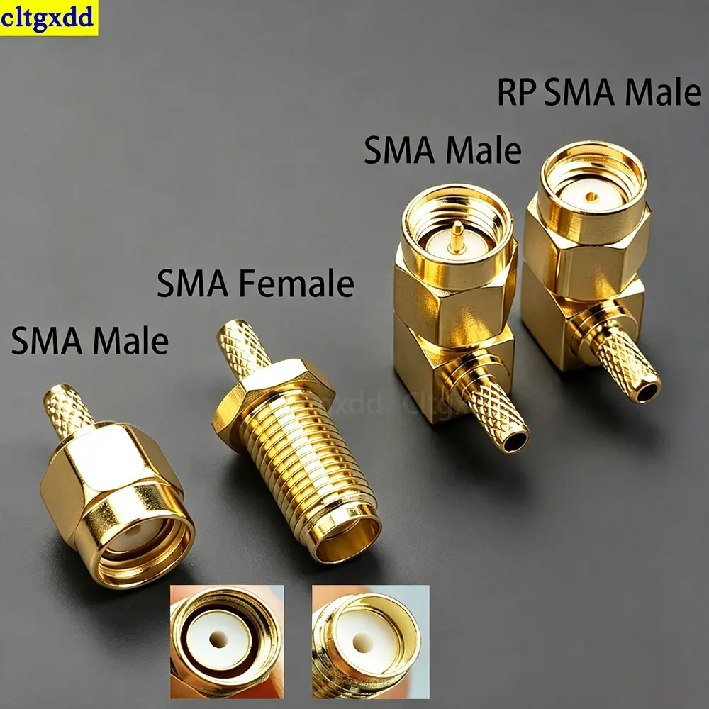 Cltgxdd 2piece SMA male plug, SMA female RP, SMA male and female RF connector, crimp type, suitable for RG174, RG316 cable