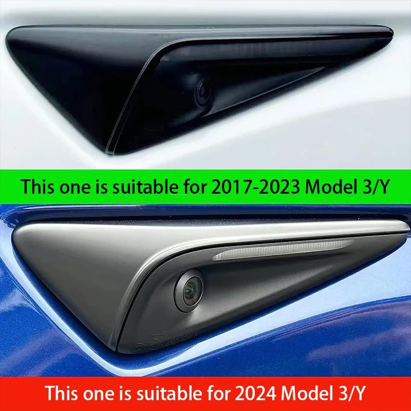 For Tesla M 3/Y Side Camera Protection Cover Carbon Fiber Fender Trim Cover 2017-2025 Glossy Fit Car Modification Accessories
