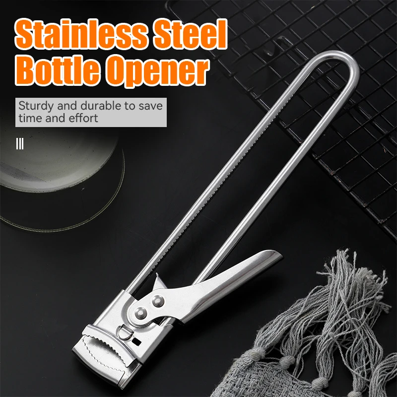 1pc Stainless Steel Linear Can Opener, Adjustable Can Opener, Multifunctional Can Opener, Kitchen Small Tool, Lazy Can Opener