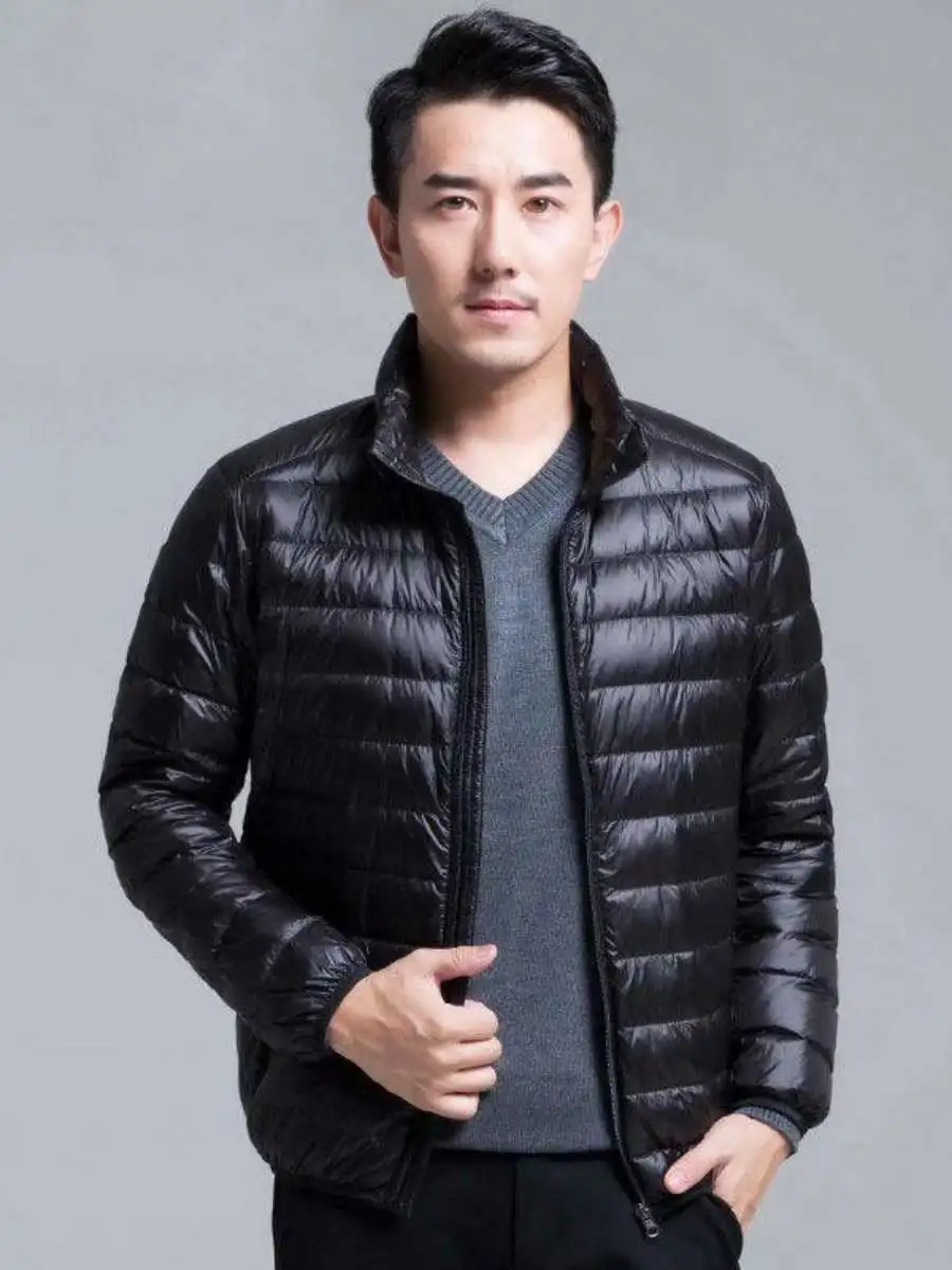 

New Winter Lightweight down Cotton Jaet Men's Collar ort Large Size Lightweight Youth Slim Fit Cotton Coat Zipper Closure