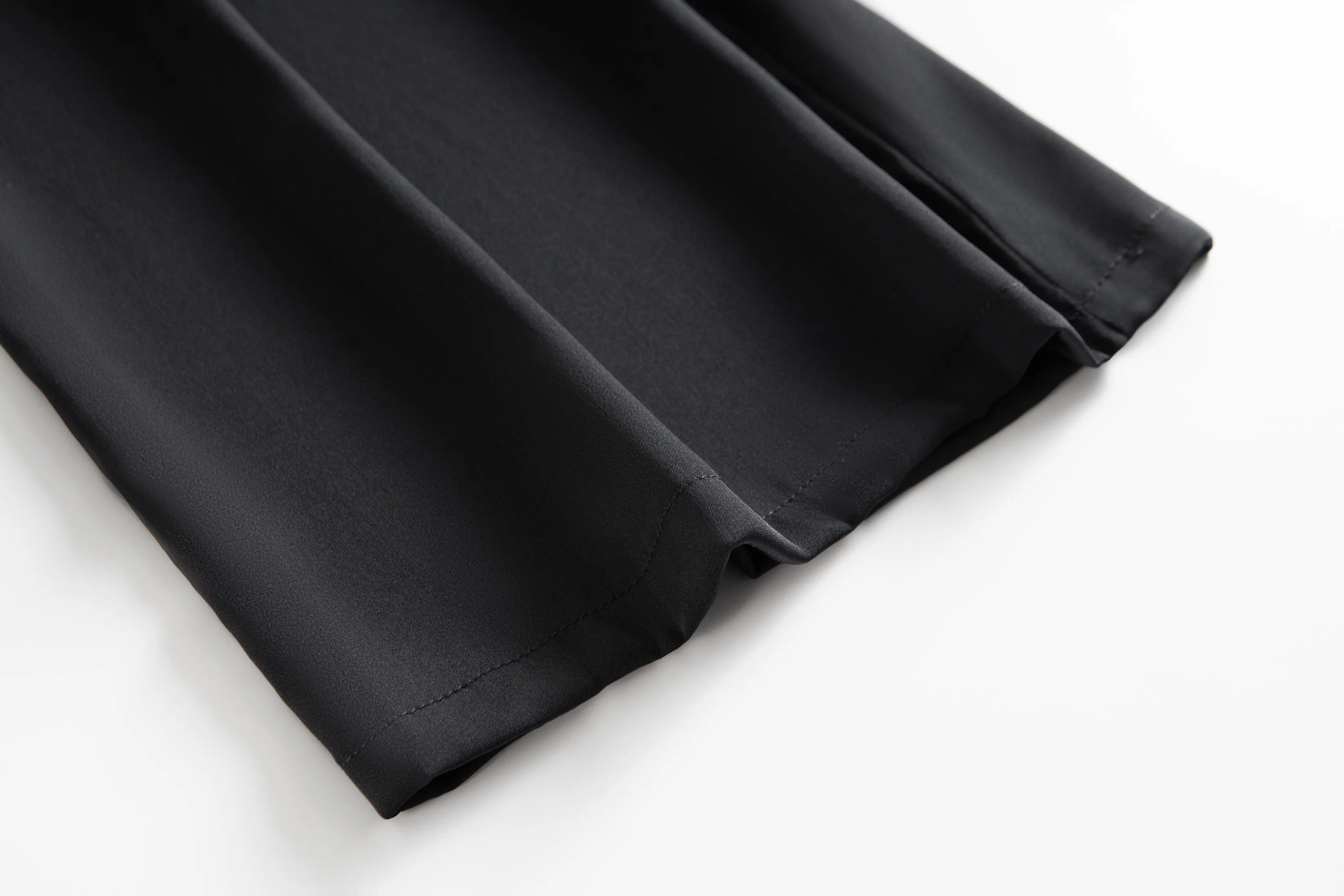 Women's Early Autumn New 93% Natural Mulberry Silk Elastic Double Qiao Satin Versatile Black Elastic Waist Straight Leg Pants