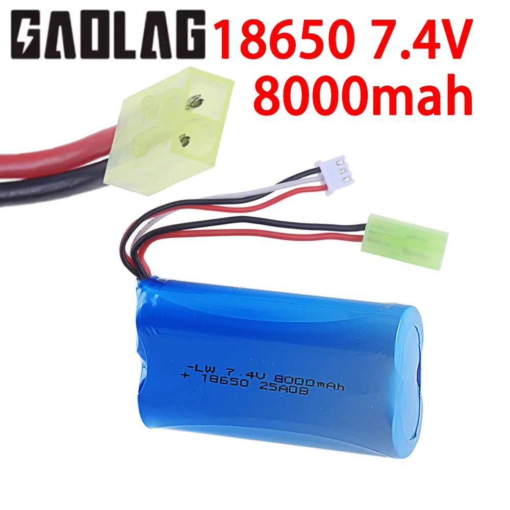 Mini Tamiya plug 18650 8000mAh 7.4V Rechargeable Battery for 4 Wheel Drive Remote Control Car Off-road Vehicle High-speed Car