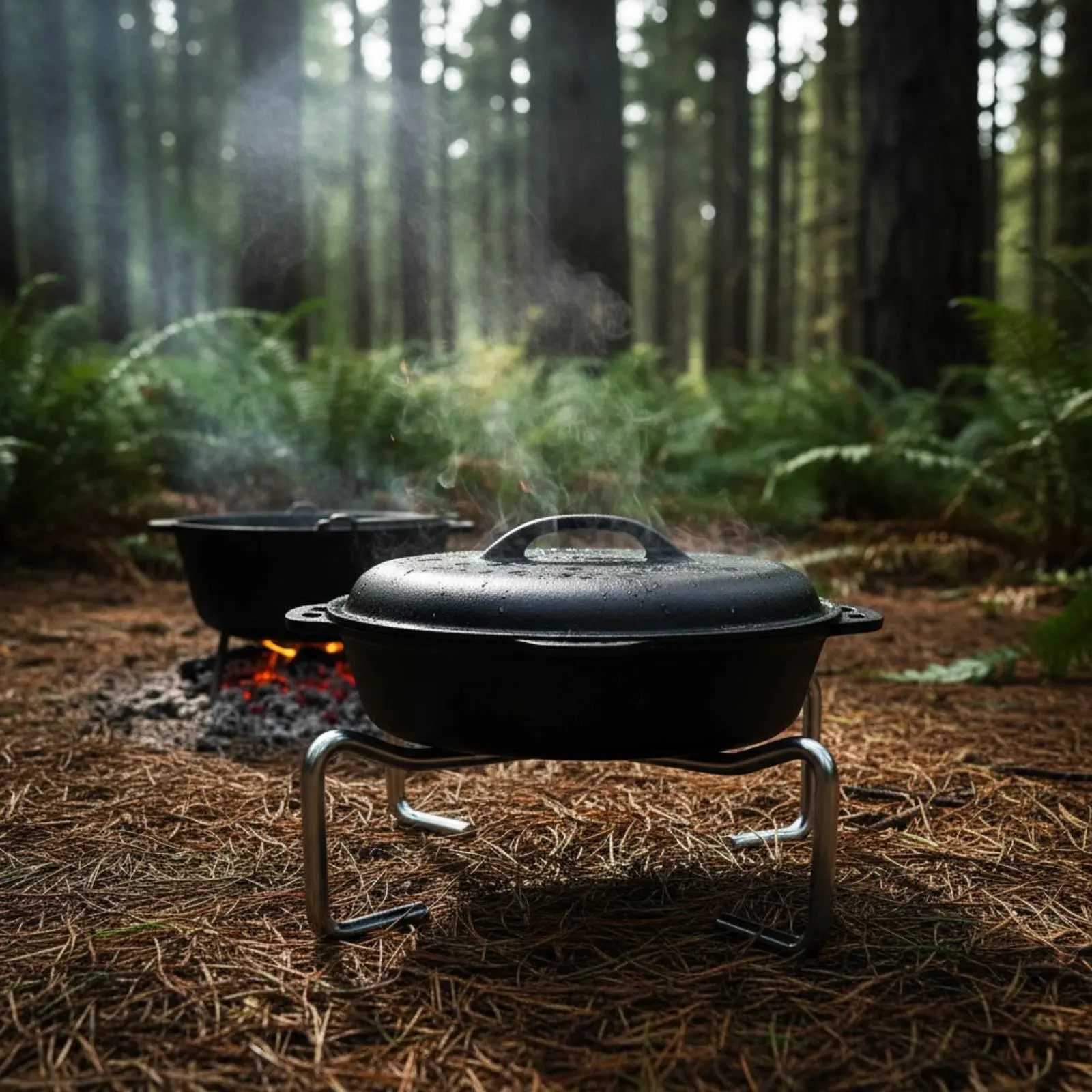 Quad-Function Dutch Oven Tool Foldable Design Dutch Oven Lid Stand Campfire Cooking Tool Dense Duty Cast Iron Lid Holder