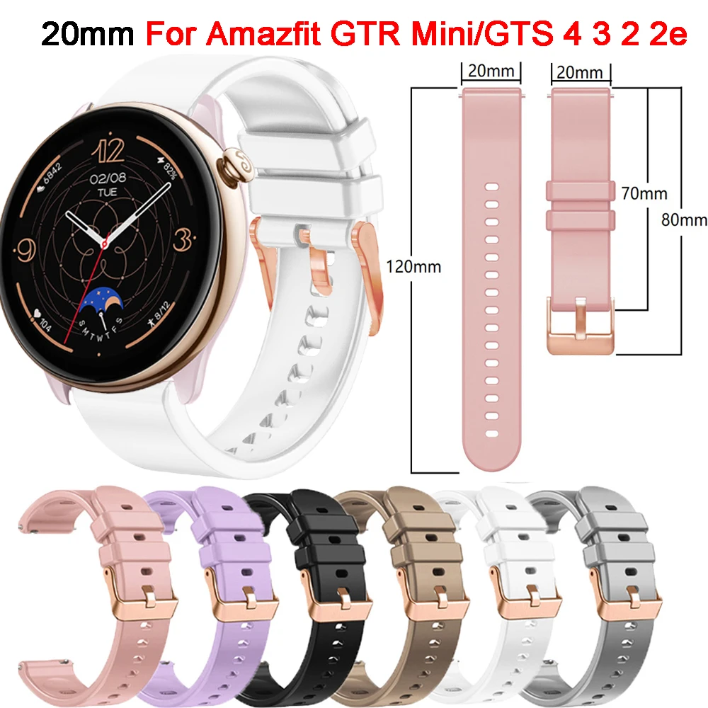 Bracelet de rechange en silicone pour Amazfit Bip 3 Pro, bracelet de montre, bracelet, 20mm, GTR Mini, 42mm, GTS 4, 2 Mini, 3, 2e