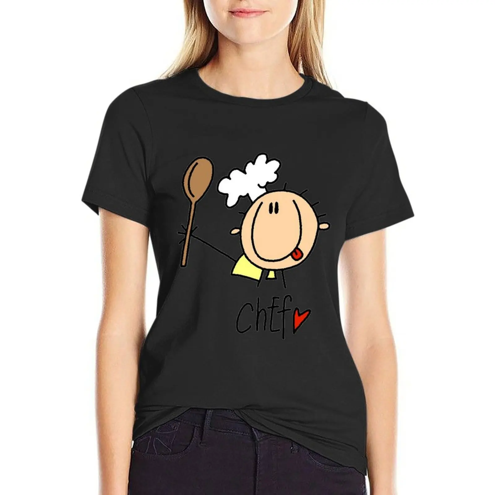 

Male Chef Funny Stick Figure Professions T-Shirt cute tops blacks customs plain new edition t shirts for Women