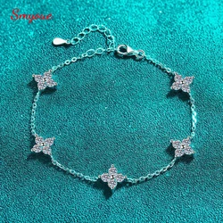 Smyoue 3mm 2cttw Certified Moissanite Bracelets for Women Sparkling Luxury Chain Sterling Silver 925 Jewelry Birthday Gift