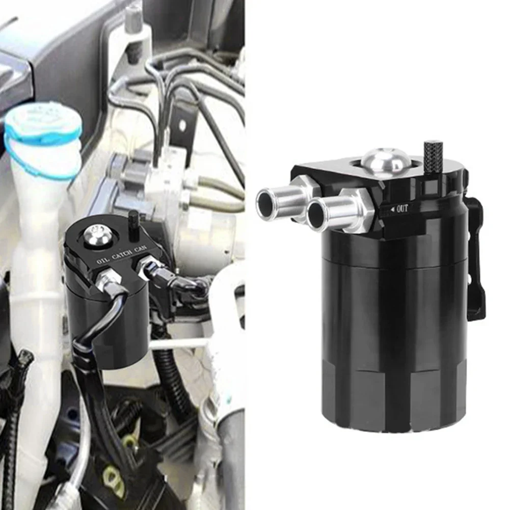 Universal Car Racing Baffled Aluminum 2-Port/3-Port Oil Catch Can Tank Reservoir Separator Oil Dipstick Hole Breathable Kettle