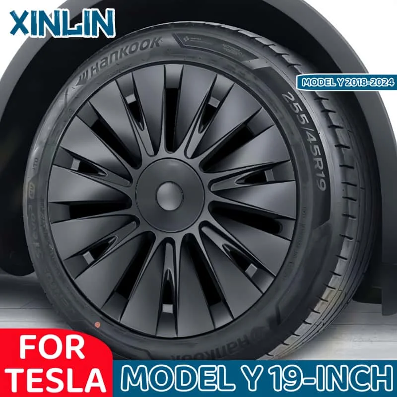 4PCS for Tesla Model Y 19 Inch Hubcap Car Replacement Performance Automobile Wheel Cover Full Rim Caps Accessories 2018-2024