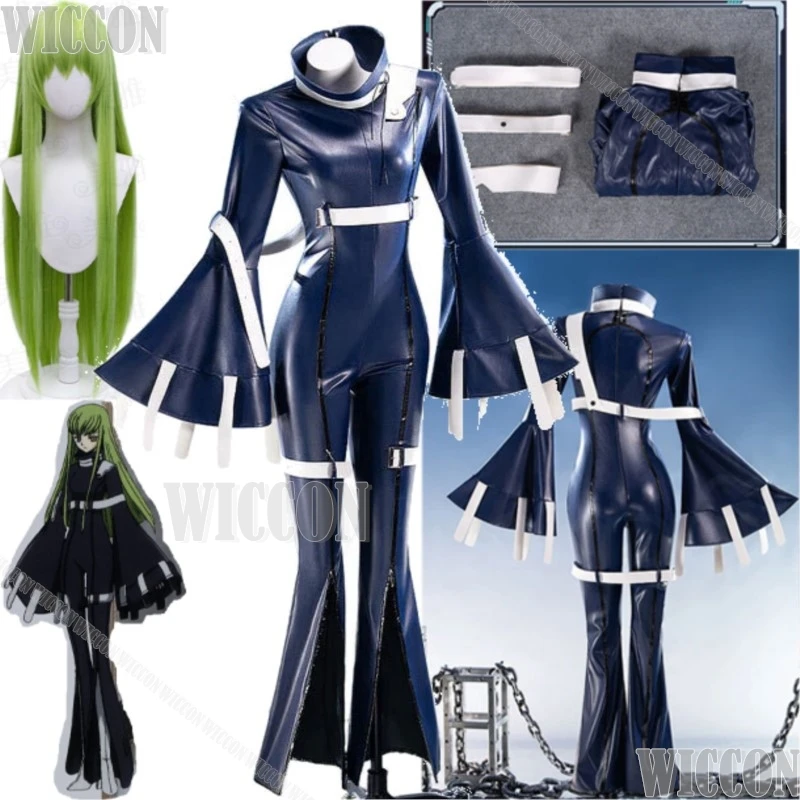 

C.C. Dark Jumpsuit Anime Code Geasss Cosplay Girl Party Dress Bodysuit Wig Sexy Woman Halloween Party Carnival Outfit Customized